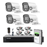 Kit 4 Camaras 2mpx Audio Colorvu Hikvision Dvr 8ch Disco 1tb