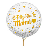 Globo Burbuja De Confetti Feliz Dia Mama Dorado