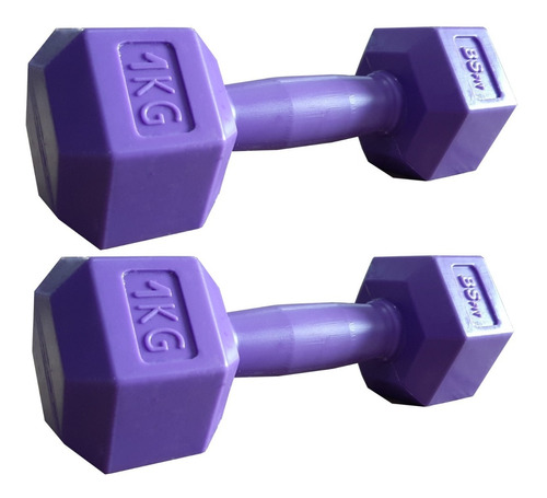 Par Mancuernas Bsfit 1 Kg Pesas Hexagonal Plástico Bicep Gym