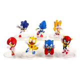 Kit 7 Bonecos Sonic Hedgehog  Miniaturas Em Pedestal Coleção