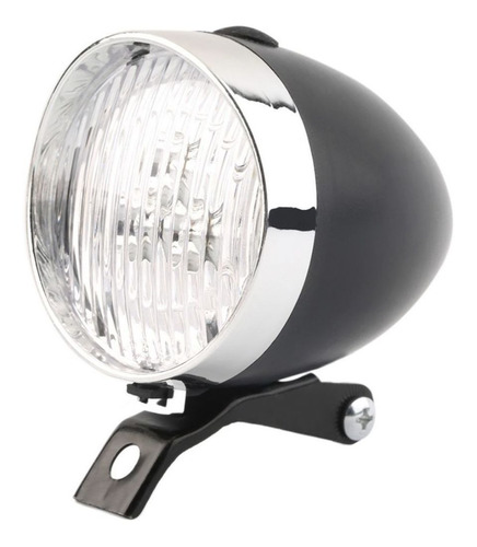 Farol P/ Bike Dianteiro Vintage Retrô Preto 3 Leds Xrocks