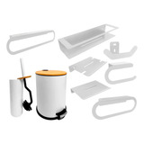 Set De Accesorios De Baño Acero Inox Blanco X 9 Piezas 