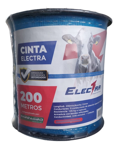 Cinta Electro Plástica Para Cerca Eléctrica 12mm 200mts Azul