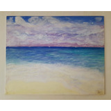 Pintura Original Playa Mar Acrílico 40x50 Lista P Enmarcar