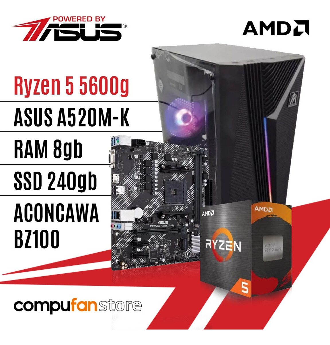 Pc Gamer Powered By Asus Ryzen 5 5600g A520m-k 8gb