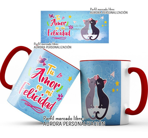 Mug  Oreja Interior Rojo Amor San Valentin Regalo Pareja 01