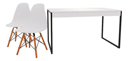 Cadeira De Jantar Eames, 2 Unidades +mesa 90 Estrutura Preta