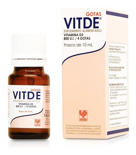 Pasteur Vitde Gotas Vitamina D3 800 Ui / 4 Gts Gotas 10 Ml