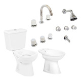 Inodoro Con Mochila Bidet Griferia Completo Aqualaf 4000