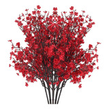 Flores Artificiales De Seda Pack De 6 (rojo Vino)