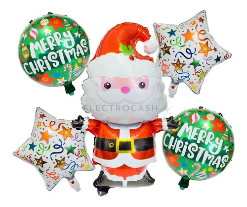 Globos Metálicos Navideños Árbol Santa Regalos Fiesta