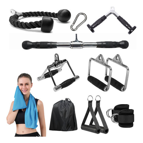 Set De Agarres Para Gimnasio Cuerda Triceps-agarre Doble