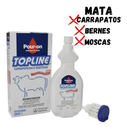 Topline Pour-on Mata Carrapato Bernes Moscas Do Chifre 1l 