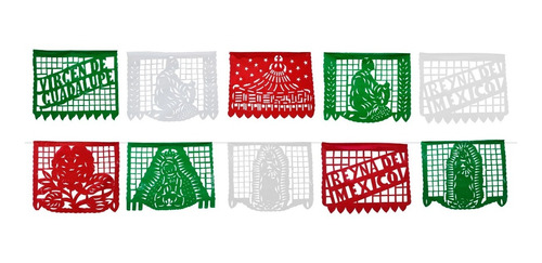 Papel Picado Enramada Plástico Virgen De Guadalupe 10 Pza.