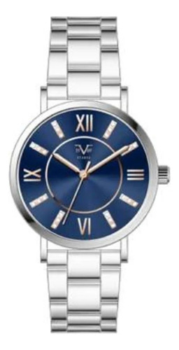 Reloj De Mujer V1969 Italia 1122-8 Azul Numero Romanos