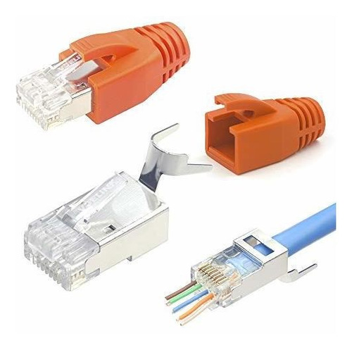 Gen 2 Cat7 Cat6a Rj45 Conectores De Paso Blindado De L,...