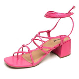 Sandália Gladiadora De Salto Feminina Rosa Pink Dubuy