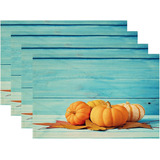 Manteles Navideños Individuales Batmerry Fall Blue, Calabaza