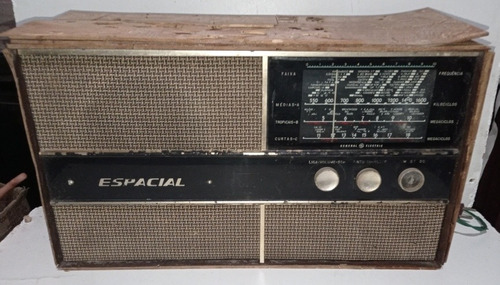 Rádio Antigo Original General Electric Espacial Caixa Madeir