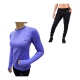 Conjunto! Pantalon Lycra Mujer + Camiseta Termica Mujer Vi
