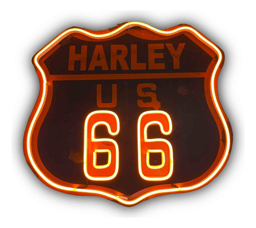 Chapa Decorativa Neón Led Premium Harley 66 Cuadros Vintage