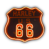 Chapa Decorativa Neón Led Premium Harley 66 Cuadros Vintage