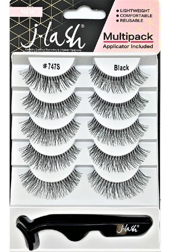 Multipack De 5 Pestañas Postizas Con Aplicador Jlash 747s