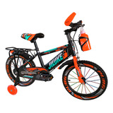Bicicleta Mountain Bike Luces Led Y Colores Aro 12 Naranja