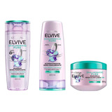 Kit Elvive Hialuronico Pure Shampoo, Acondicionador, Mascara