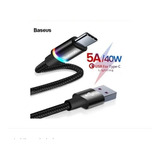 Cabo Usb Tipo C Baseus Turbo Quick Charge 3.0 40w 5a 2m Led