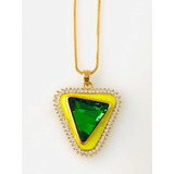 Collar Triangulo Verde De La Suerte Moda Trendy Dama