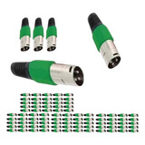 Kit 100 Plug Conector Xlr Cannon Macho Femea Corpo Plast