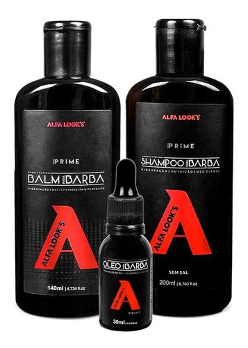 Kit Para Barba Óleo, Balm E Shampoo Alfa Looks