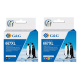 Pack 2 Cartuchos Alternativos H-667 Xl Negro Y Color Tinta