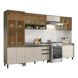 Cozinha Modulada 351cm Porta Vidro Connect Duna/cristal Henn Cor Branco