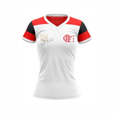 Camisa Flamengo Zico Retro Babylook Feminina Oficial