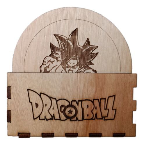 Set De Posavasos De Madera Dragón Ball 10cm De Diámetro .