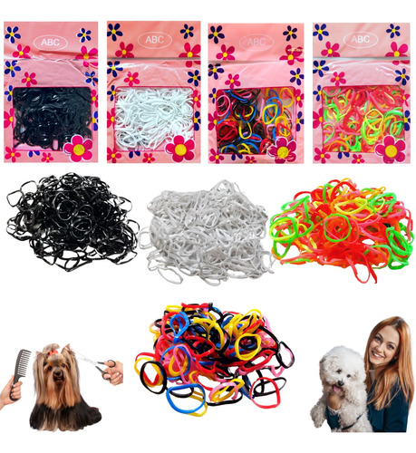 2000 Elásticos Borrachinhas Para Penteado Pet Banho E Tosa L