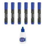 6 Pincel Atomico Canetao Recarregavel Azul Pilot 1100 Refil