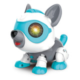 Brinquedo Magic Robô Dog Branco Com Azul Interativo Fenix