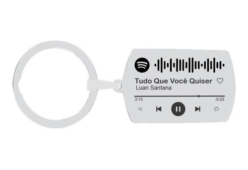 Chaveiro Personalizado Spotify Música Aço Inox