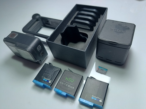 Gopro 8 Black-3 Baterías-media Mod-cargador-lentes-carcasa
