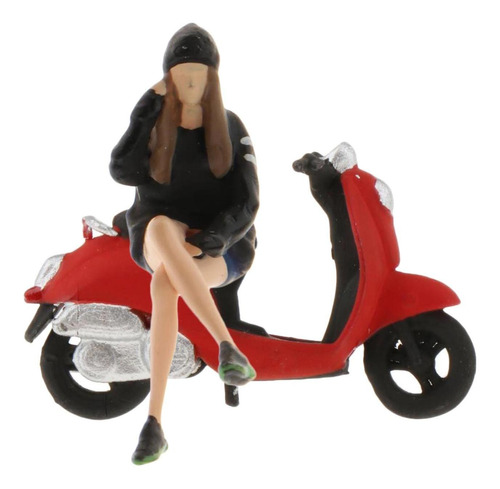 Rm 1:64 Minúscula De Resina Chica Sentada En Motocicleta