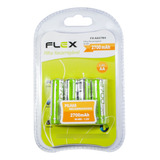 Cartela 04 Pilha Recarregavel Aa 2700mah Flex