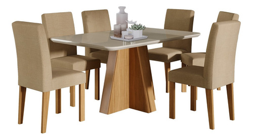 Juego De Comedor Maite 6 Sillas Beige