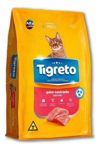 Ração Premium Especial Tigreto Salmão Gatos Castrados 10,1kg