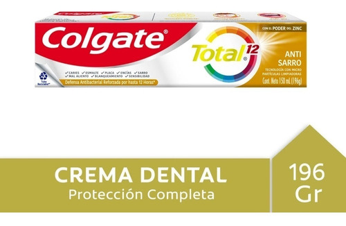 Pasta Dental Colgate Total 12 Anti-sarro 196 Grs Poder Zing