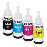 Kit De Tintas Epson T664 Cyan, Magenta, Amarillo, Negro 70ml