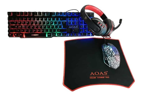 Set Gamer Con Mouse Pad / Audífonos / Teclado Y Mouse Gamer 