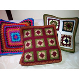 * Almohadon Crochet  Con Funda Y Cierre